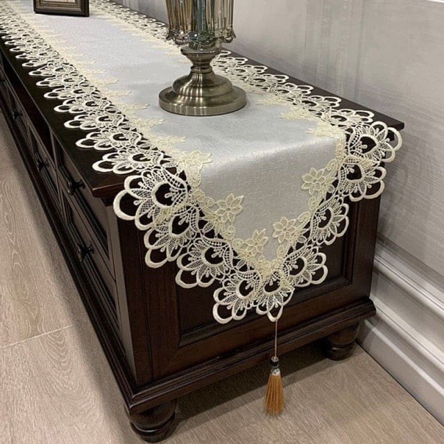 Lace Embroidered Fabric Dining Table And Coffee Table, TV Cabinet, Sho