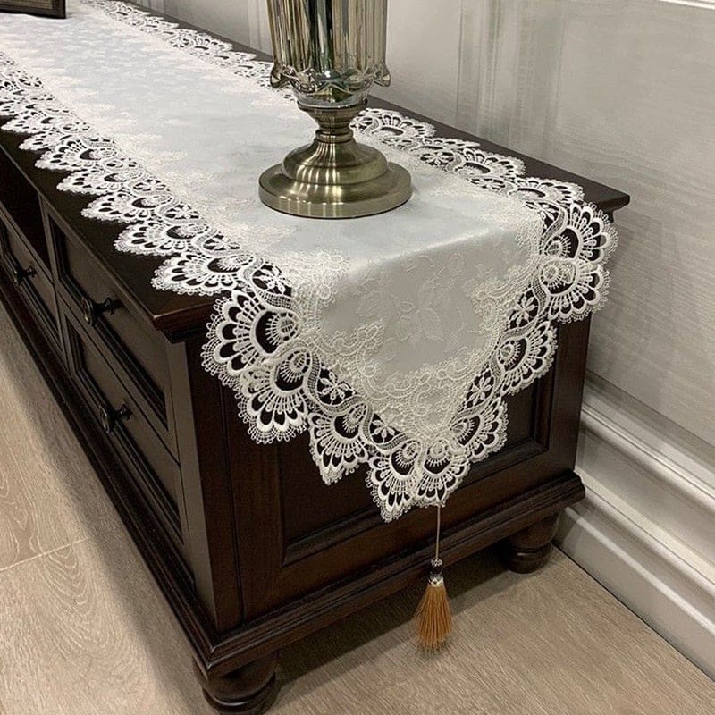 lace embroidered fabric dining table and coffee table, tv cabinet, shoe cabinet table runner