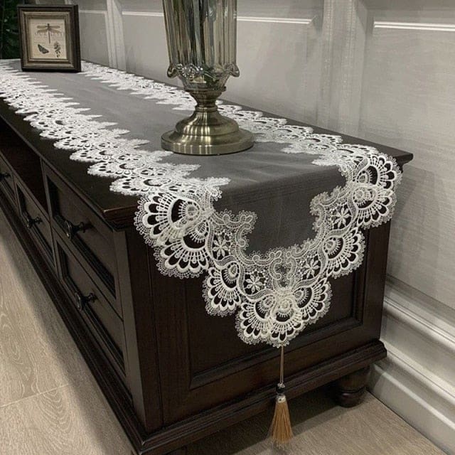 lace embroidered fabric dining table and coffee table, tv cabinet, shoe cabinet table runner