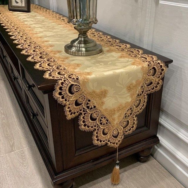 lace embroidered fabric dining table and coffee table, tv cabinet, shoe cabinet table runner