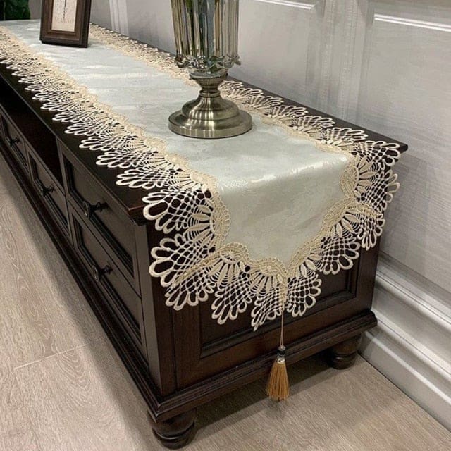 lace embroidered fabric dining table and coffee table, tv cabinet, shoe cabinet table runner