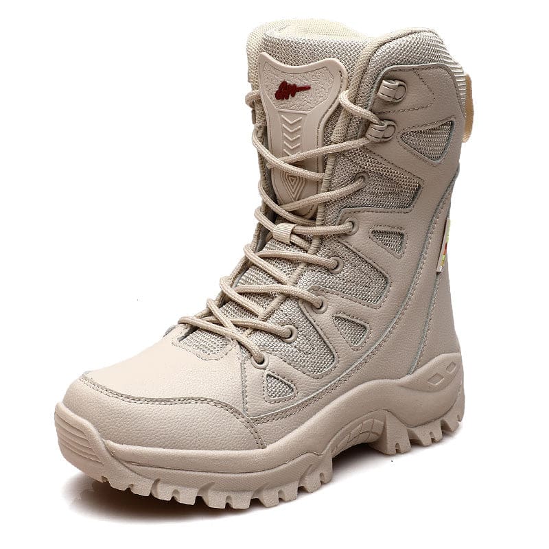 Lace Up Casual High Top Anti-Slip Waterproof Snow Men Boots Beige No Plush / 11 MEN SHOES