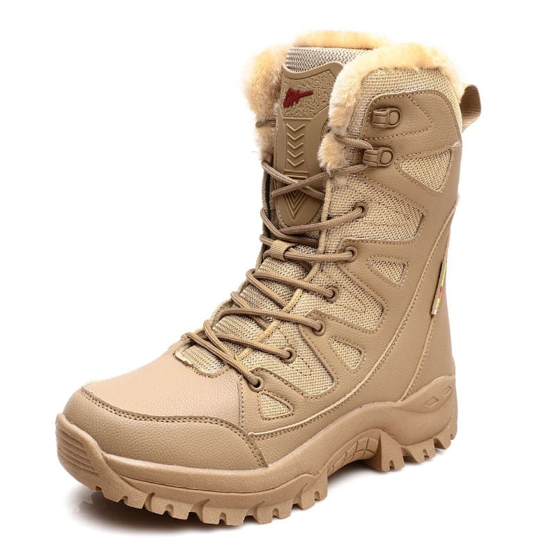 Lace Up Casual High Top Anti-Slip Waterproof Snow Men Boots Brown Plush / 5.5 MEN SHOES