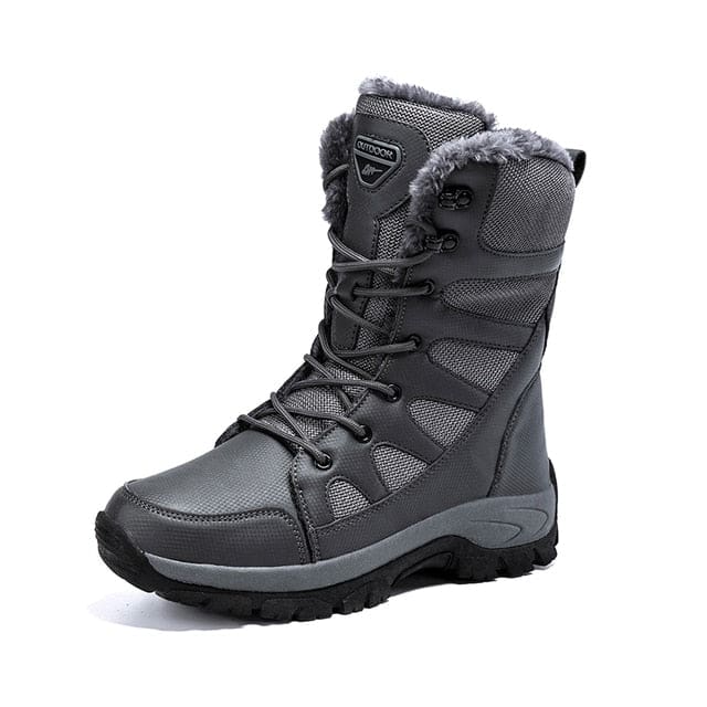 Lace Up Casual High Top Anti-Slip Waterproof Snow Men Boots Gray Plush 210 / 10 MEN SHOES