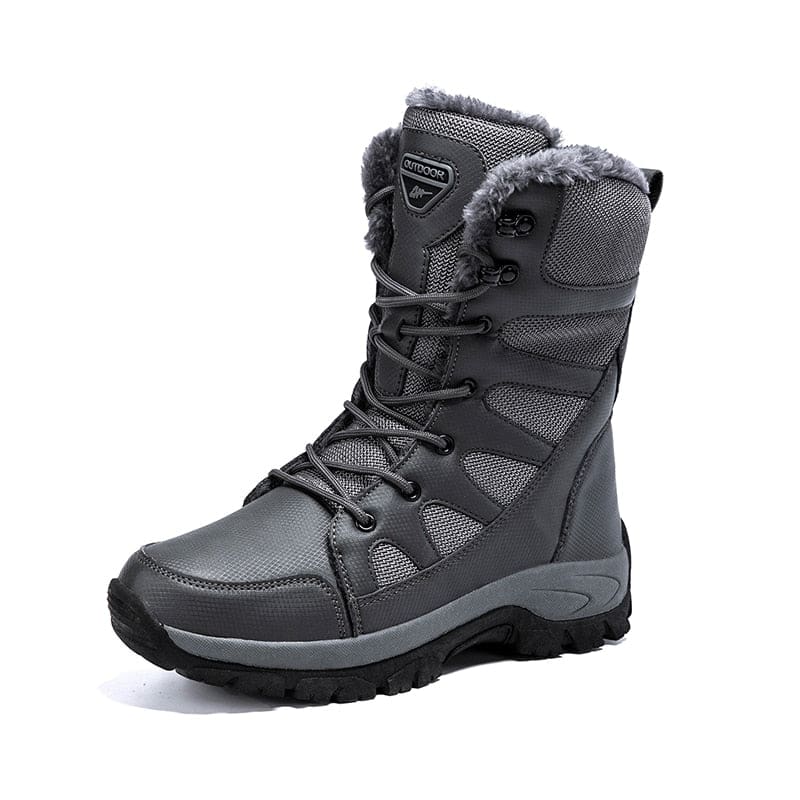 Lace Up Casual High Top Anti-Slip Waterproof Snow Men Boots Gray Plush 210 / 5.5 MEN SHOES