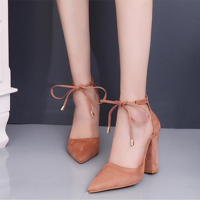 lace up pointed toe women sexy high heels
