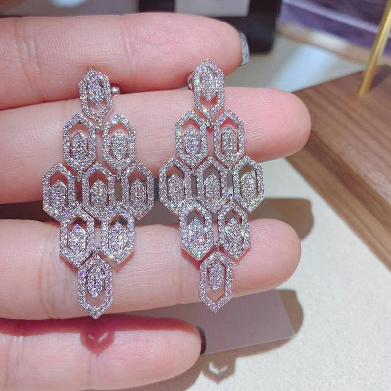 lady's fashion big crystal stud aaa cubic zirconia earring