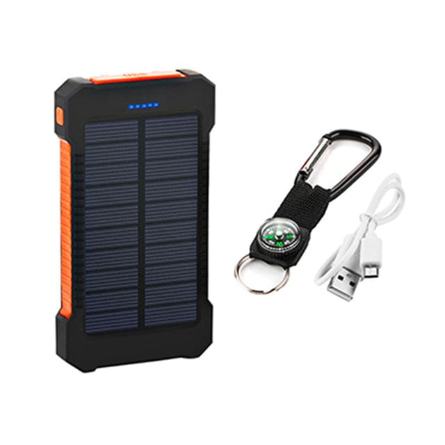 Large Capacity Dual USB 10000mAh Waterproof Solar Power Bank With LED Flashlight Golden Cell Phone Accessories
