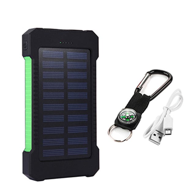 Large Capacity Dual USB 10000mAh Waterproof Solar Power Bank With LED Flashlight Green Camouflage Cell Phone Accessories