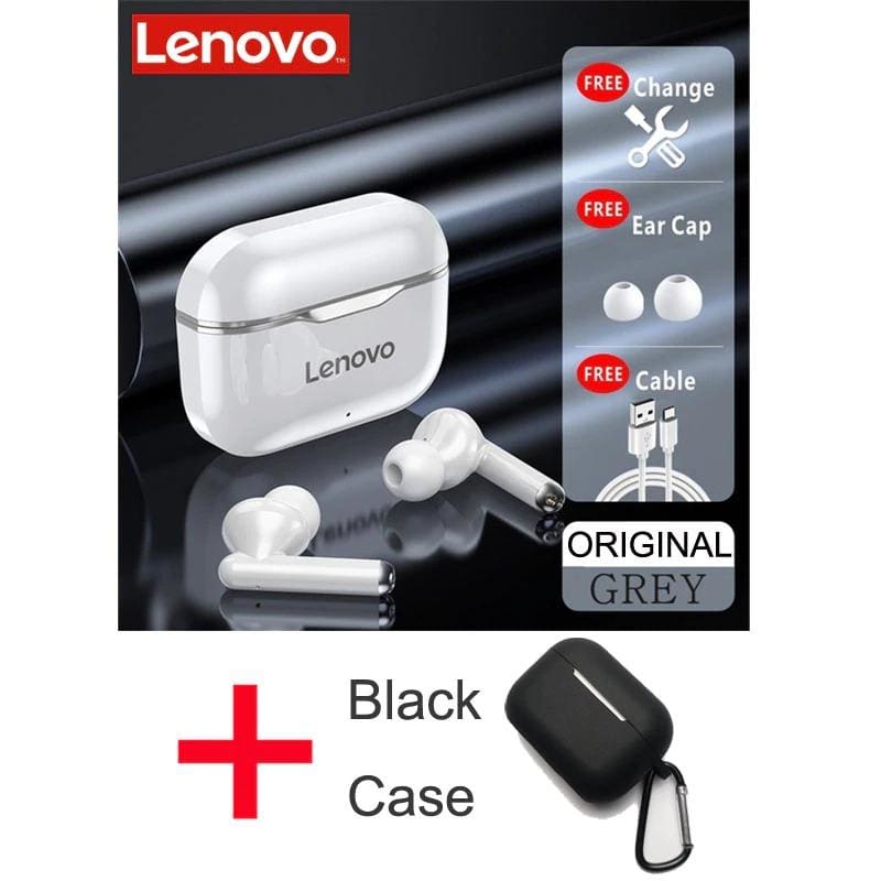 lenovo lp1 tws bluetooth 5.0 wireless headset lp1 gray case black
