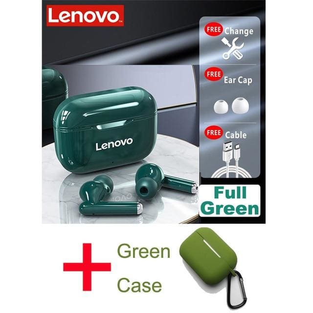 lenovo lp1 tws bluetooth 5.0 wireless headset lp1 green case green