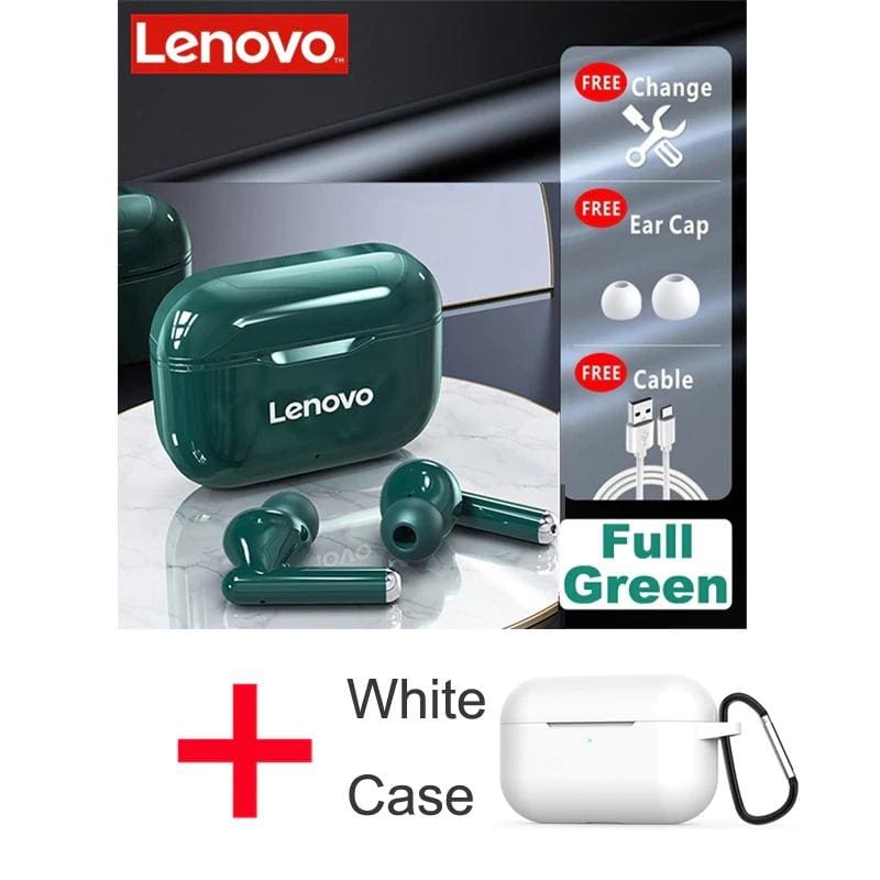 lenovo lp1 tws bluetooth 5.0 wireless headset lp1 green case white