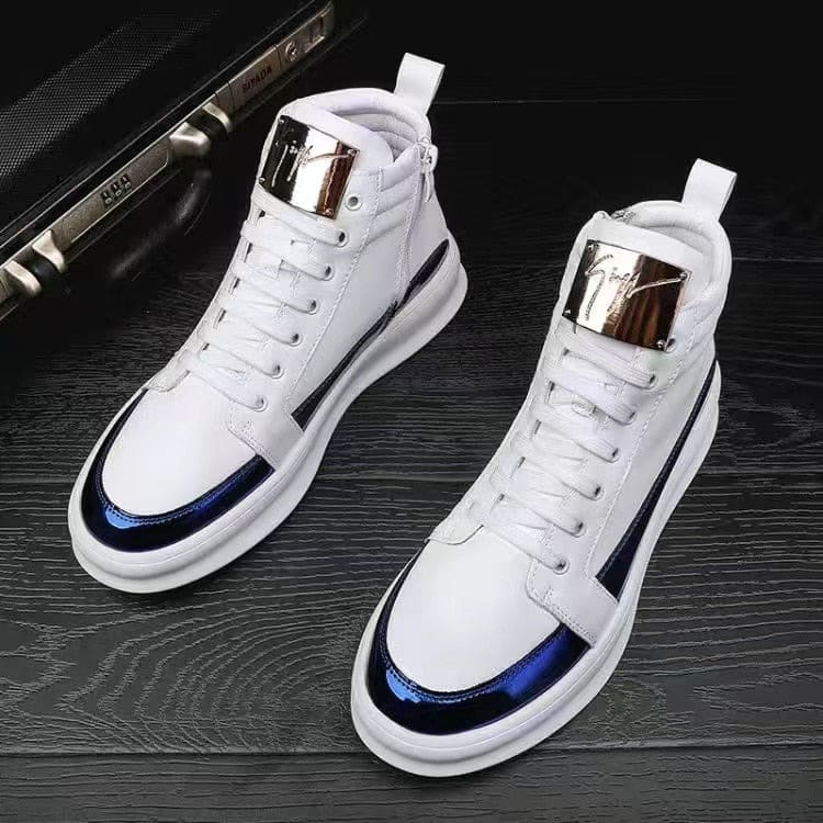 Leopard Platform Men Ankle Boots High-Cut Sneakers White-Blue / 41 MEN SHOES