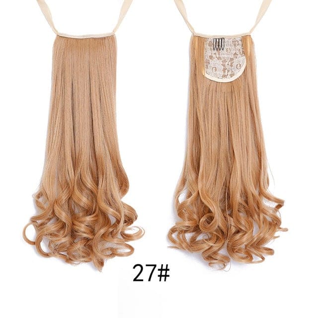long curly synthetic ponytail hair extensions heat resistant