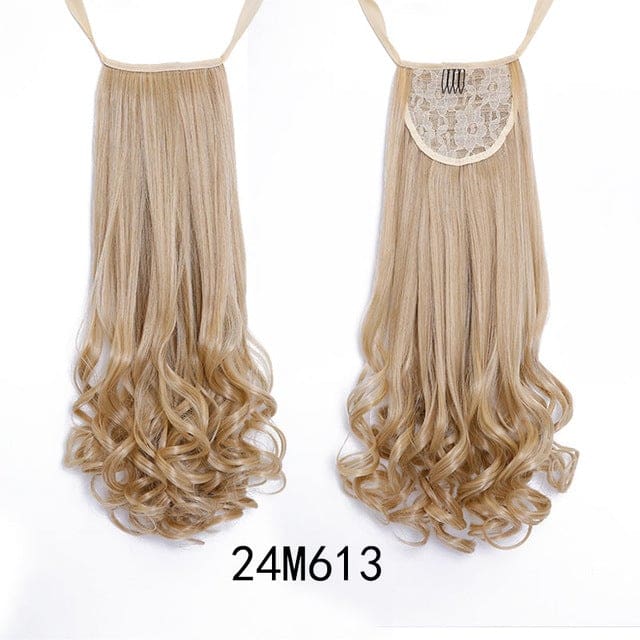 long curly synthetic ponytail hair extensions heat resistant