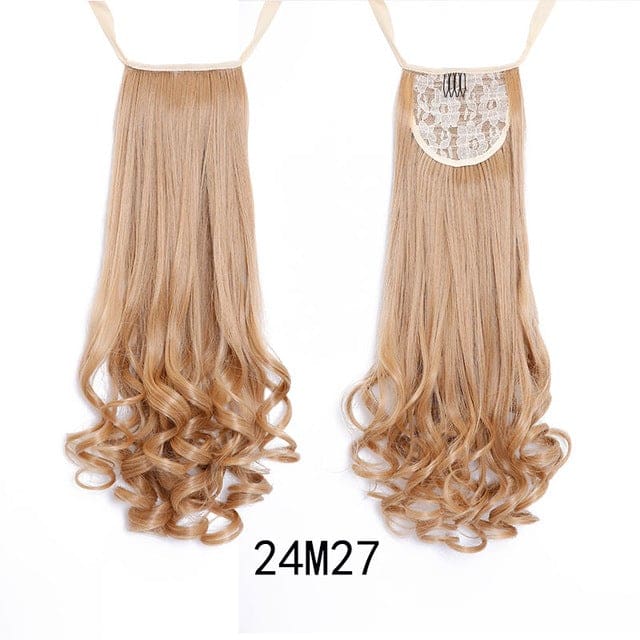 long curly synthetic ponytail hair extensions heat resistant