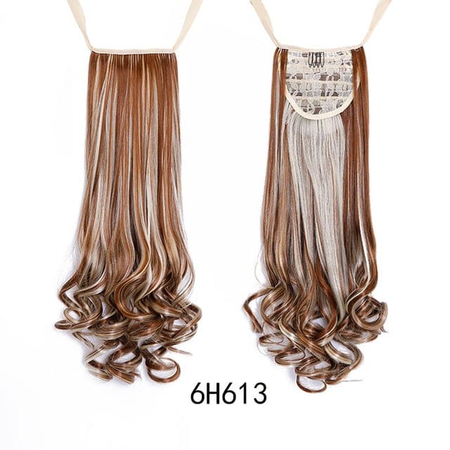 long curly synthetic ponytail hair extensions heat resistant