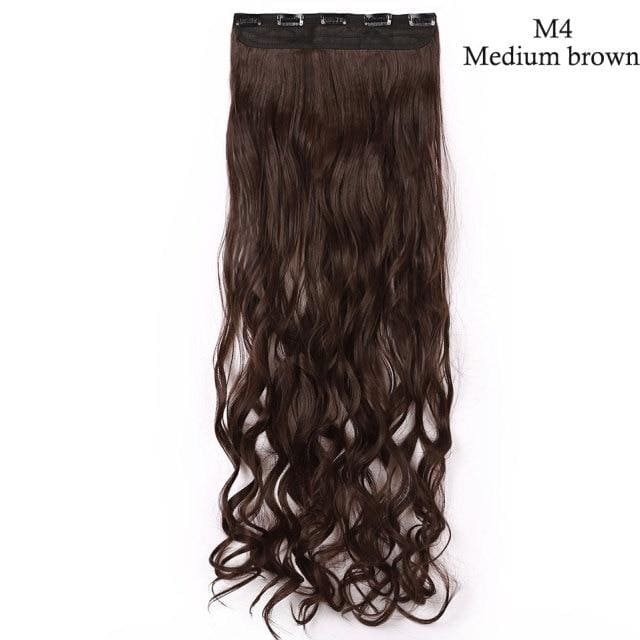long wavy synthetic natural clip in one piece hair extension