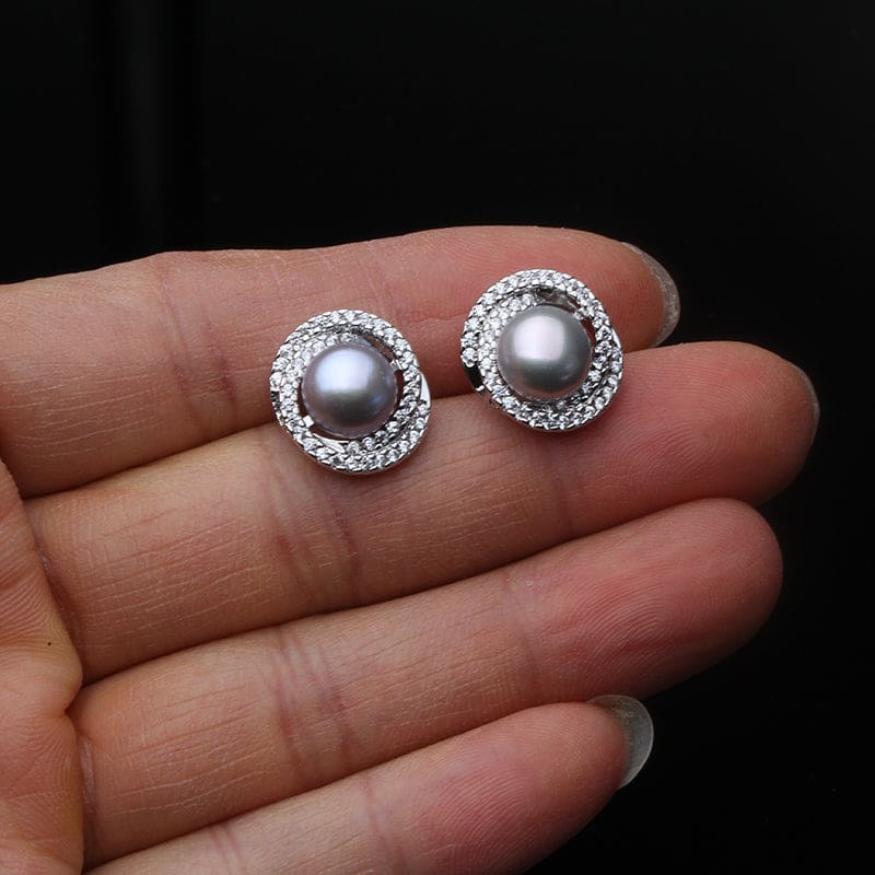 luxurious natural pearl stud earrings for women