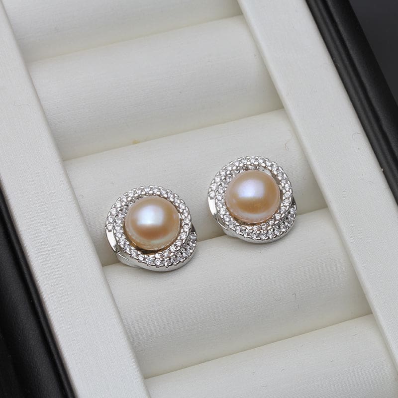 luxurious natural pearl stud earrings for women