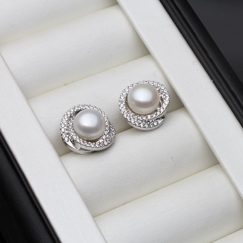 luxurious natural pearl stud earrings for women