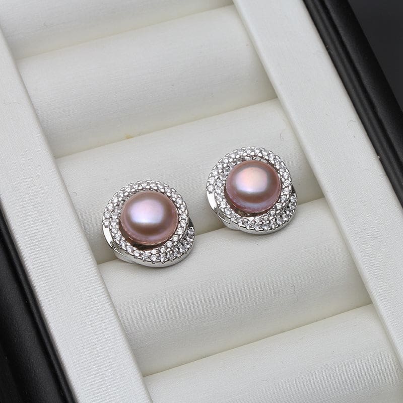 luxurious natural pearl stud earrings for women