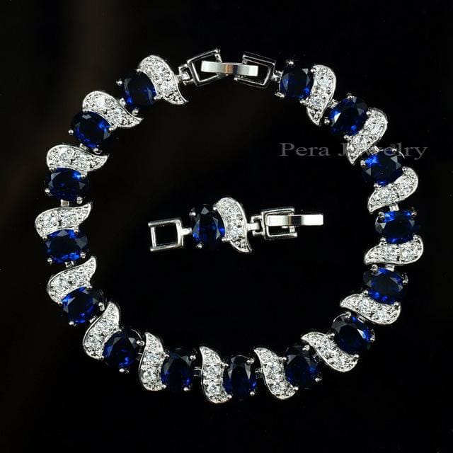 luxury 925 sterling cubic zirconia bridal jewelry blue