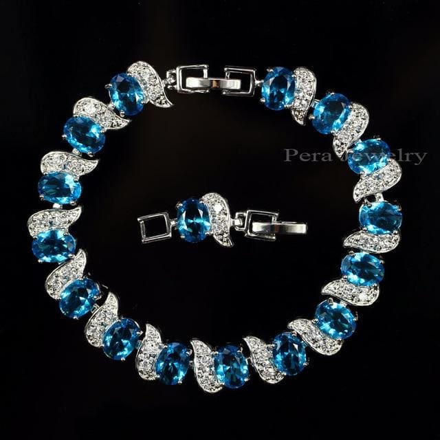 luxury 925 sterling cubic zirconia bridal jewelry light blue