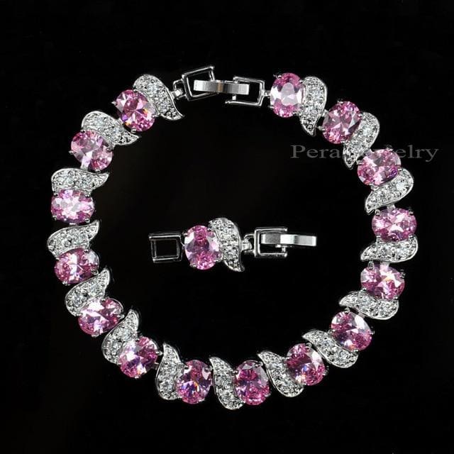 luxury 925 sterling cubic zirconia bridal jewelry pink