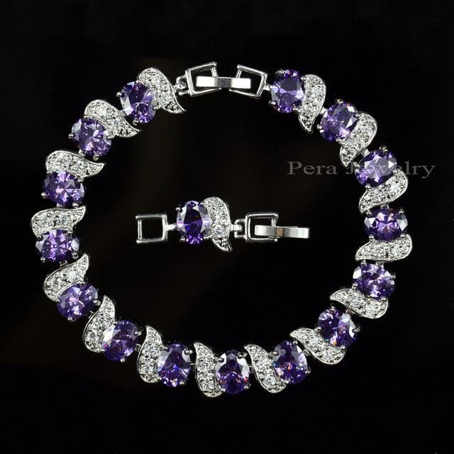 luxury 925 sterling cubic zirconia bridal jewelry purple
