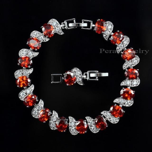 luxury 925 sterling cubic zirconia bridal jewelry red