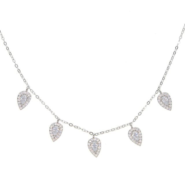 Luxury 925 Sterling Silver Tear Drop Shiny CZ Necklaces Color JEWELRY SETS