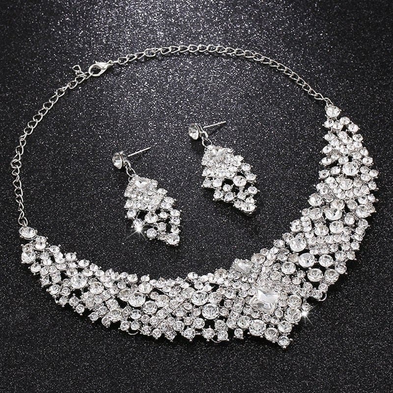 luxury big rhinestone water drop crystal bridal jewelry sets