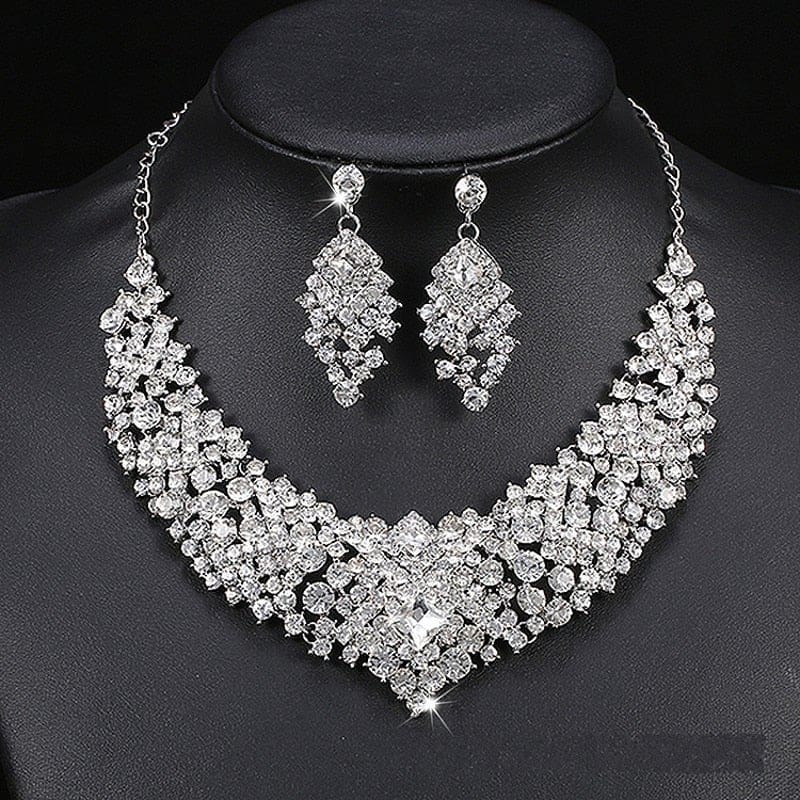 luxury big rhinestone water drop crystal bridal jewelry sets
