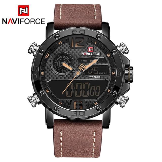 luxury brand men leather sports watches black yellow