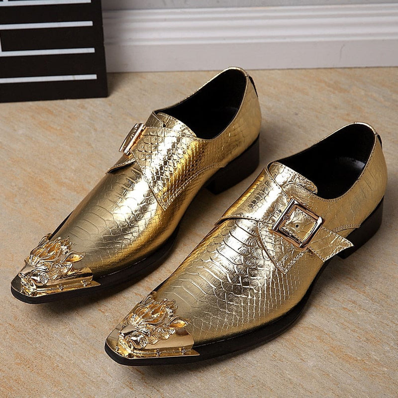 Luxury Brand Noble Elegant Leather Men Dress Shoes Gold-1 / 5.5 MEN SHOES