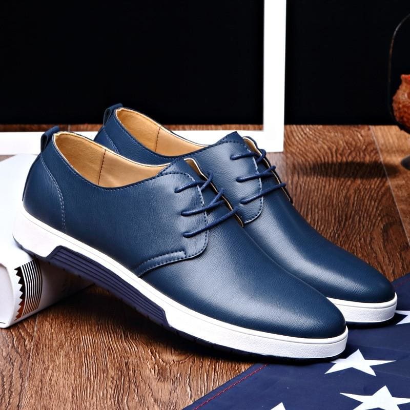 luxury brand pu leather men trendy flat shoes