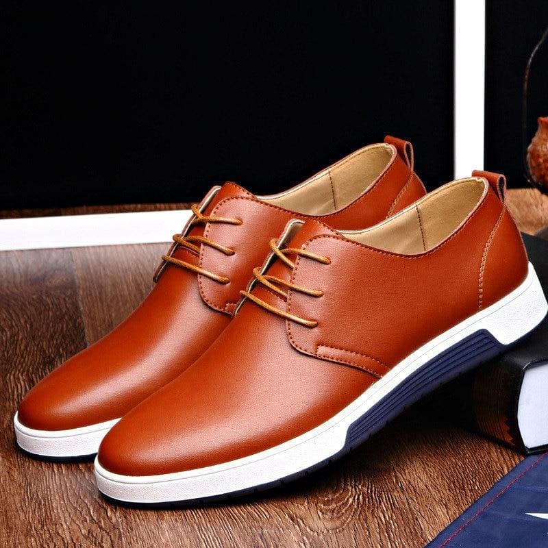 luxury brand pu leather men trendy flat shoes
