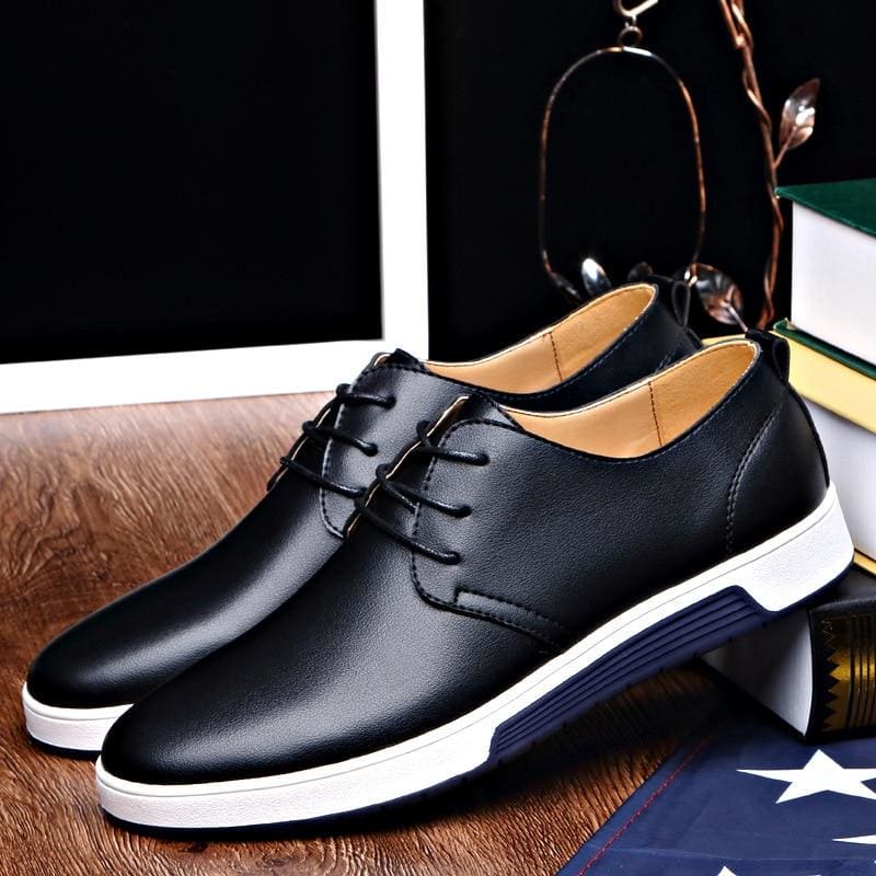 luxury brand pu leather men trendy flat shoes