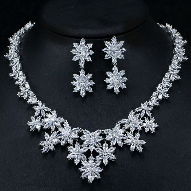 luxury bridal wedding cz jewelry set white