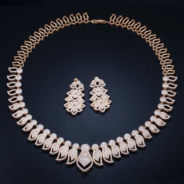 luxury bridal wedding party jewelry set gold white