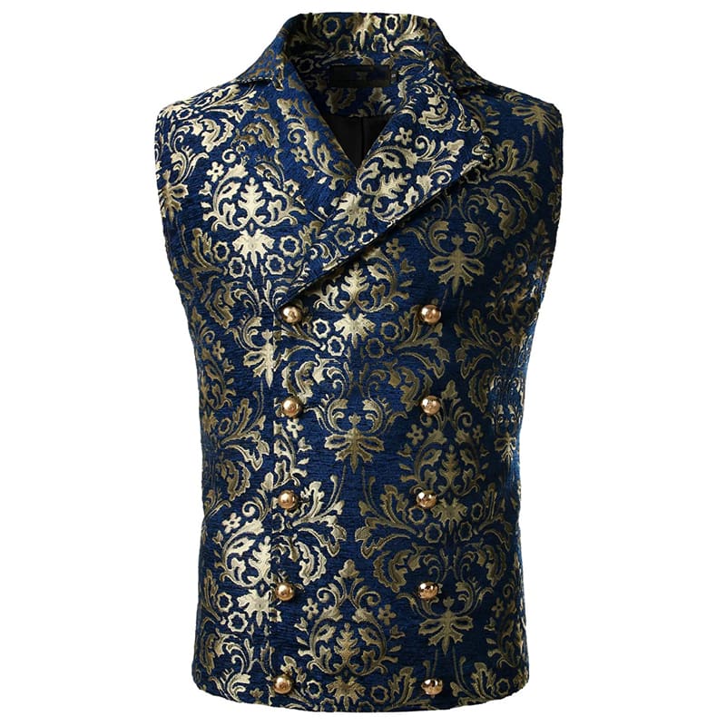 Luxury Brocade Victorian Gothic Double Breasted Men Vest JACKETS