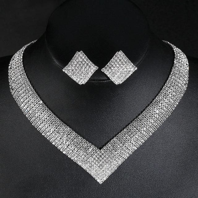 luxury crystal bridal wedding jewelry sets