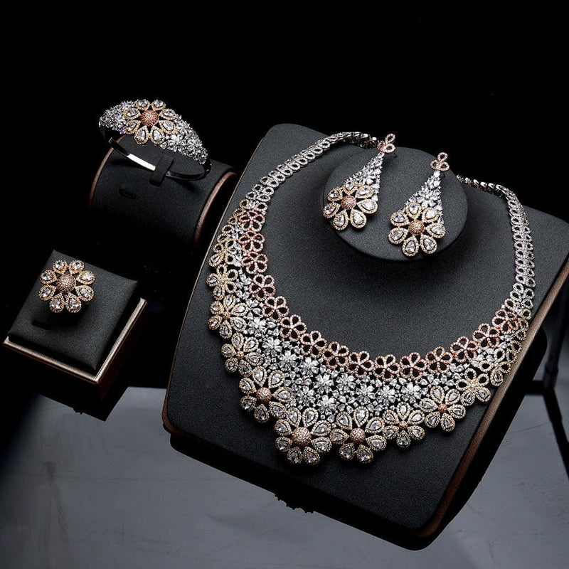 luxury cubic zirconia elegant bridal necklace set