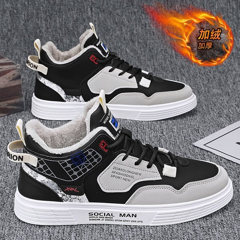 Luxury Designer Leather Platform Men Sneakers Fur Black M2260 / 43 MEN SNEAKERS