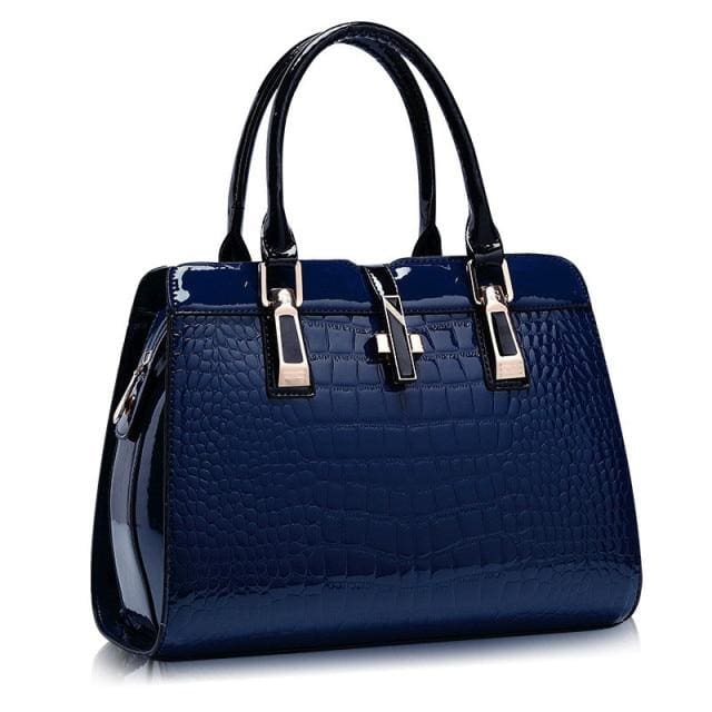 luxury designer vintage casual tote top-handle women handbag blue 173 / max length 28cm