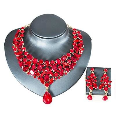 luxury elegant jewelry set red