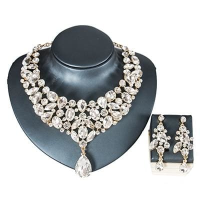 luxury elegant jewelry set silver