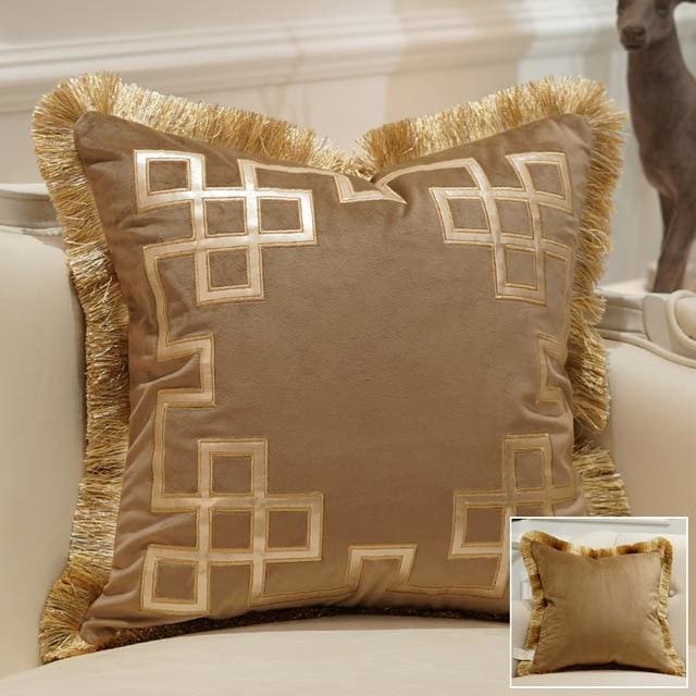 luxury embroidery velvet tassel cushion cover