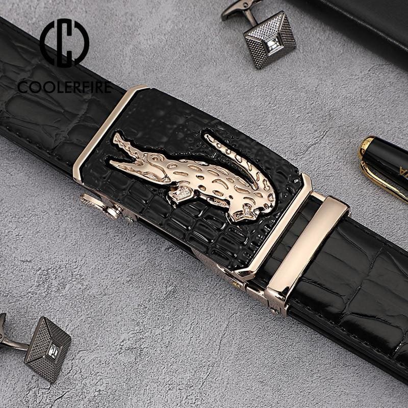 luxury genuine leather crocodile pattern automatic buckle belt